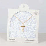 18 Gold Dipped Sculptural Faith in Metal Cross Necklace