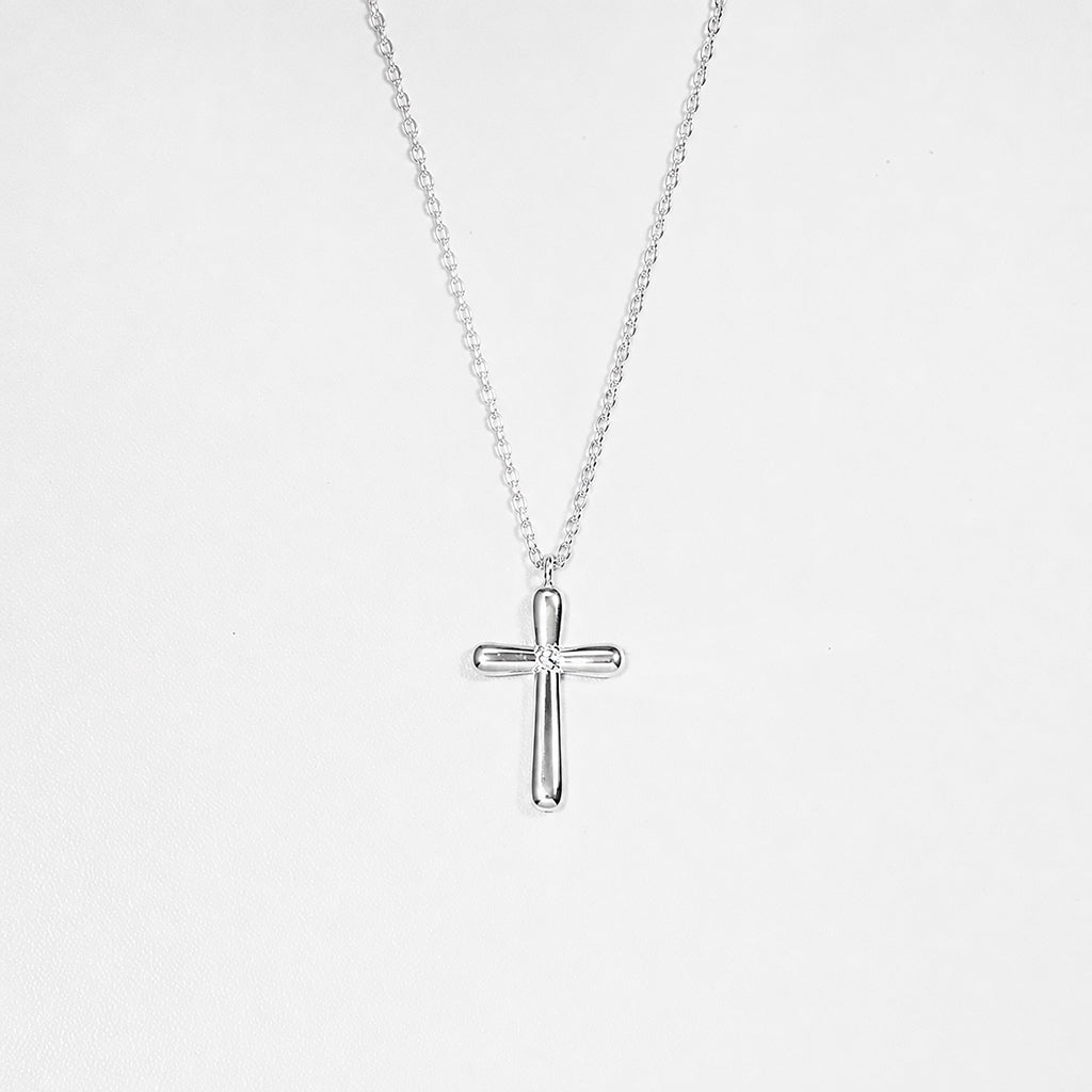 18 Gold Dipped Sculptural Faith in Metal Cross Necklace
