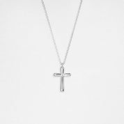 18 Gold Dipped Sculptural Faith in Metal Cross Necklace
