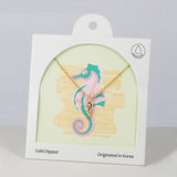 18K Gold Dipped Puffy Coastal Seahorse Tide Necklace