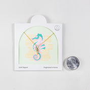 18K Gold Dipped Puffy Coastal Seahorse Tide Necklace