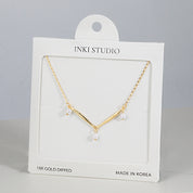 18K Gold Dipped V-Line Trio Pearl Necklace