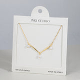 18K Gold Dipped V-Line Trio Pearl Necklace