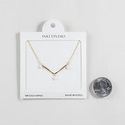18K Gold Dipped V-Line Trio Pearl Necklace