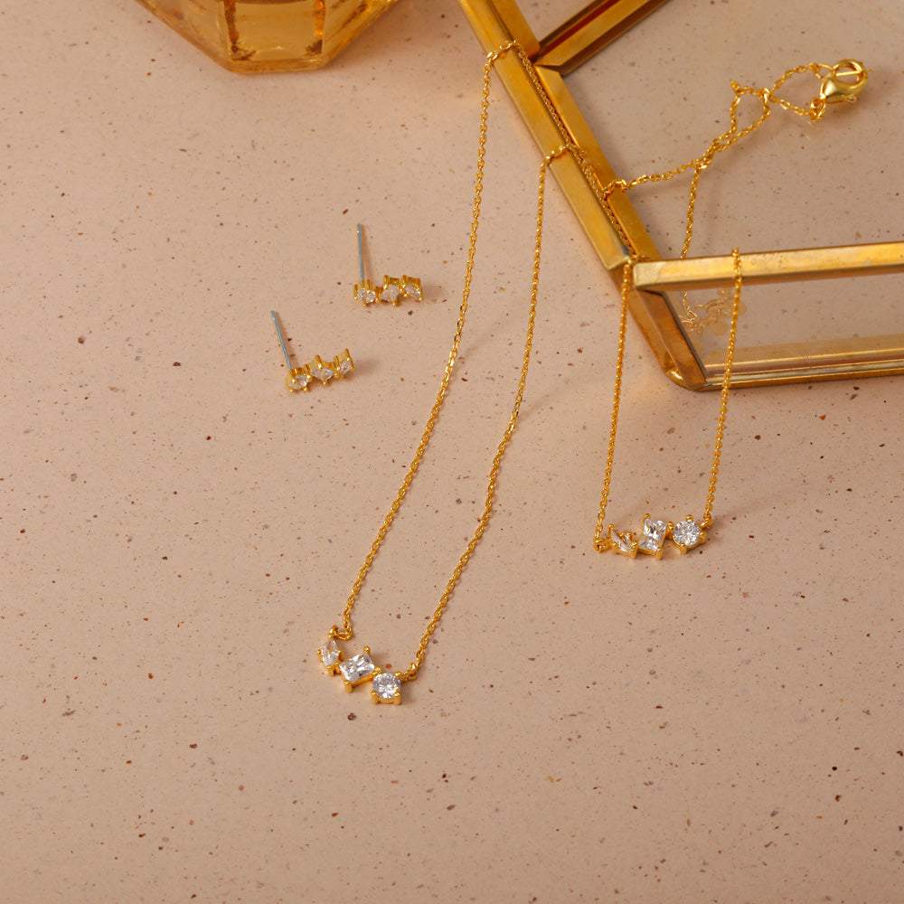 Radiance Trio Necklace - 18K Gold Dipped, White Gold Dipped