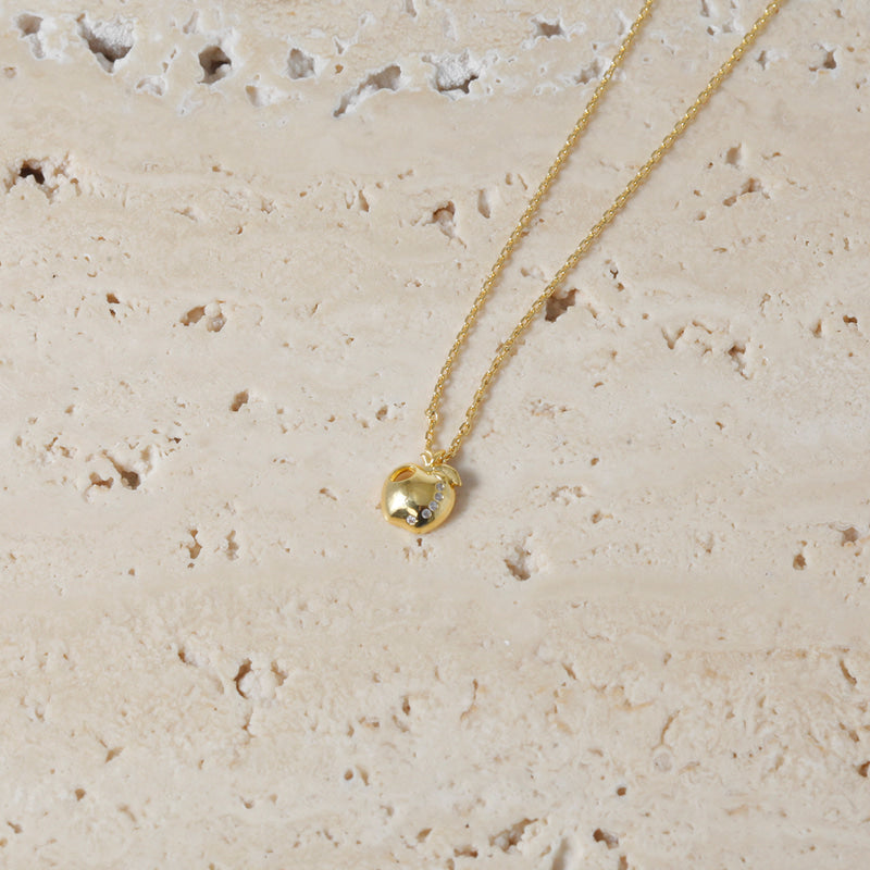 Golden Bite Apple Stud Earrings - 18K Gold Dipped, White Gold Dipped