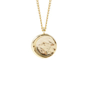 Moon Medallion Pendant Necklace - 18K Gold Dipped, White Gold Dipped