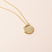 Moon Medallion Pendant Necklace - 18K Gold Dipped, White Gold Dipped