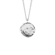 Moon Medallion Pendant Necklace - 18K Gold Dipped, White Gold Dipped