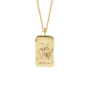 Palm Tree Rectangular Pendant Necklace - 18K Gold Dipped, White Gold Dipped