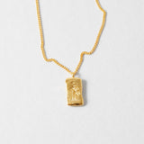 Palm Tree Rectangular Pendant Necklace - 18K Gold Dipped, White Gold Dipped