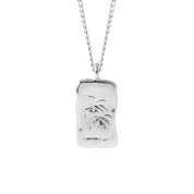 Palm Tree Rectangular Pendant Necklace - 18K Gold Dipped, White Gold Dipped