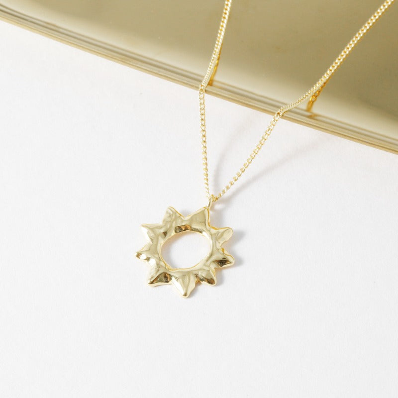 Radiant Sunburst Pendant Necklace - 18K Gold Dipped, White Gold Dipped
