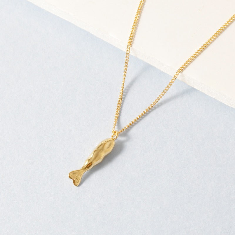 Golden Tide Fish Pendant Necklace - 18K Gold Dipped, White Gold Dipped