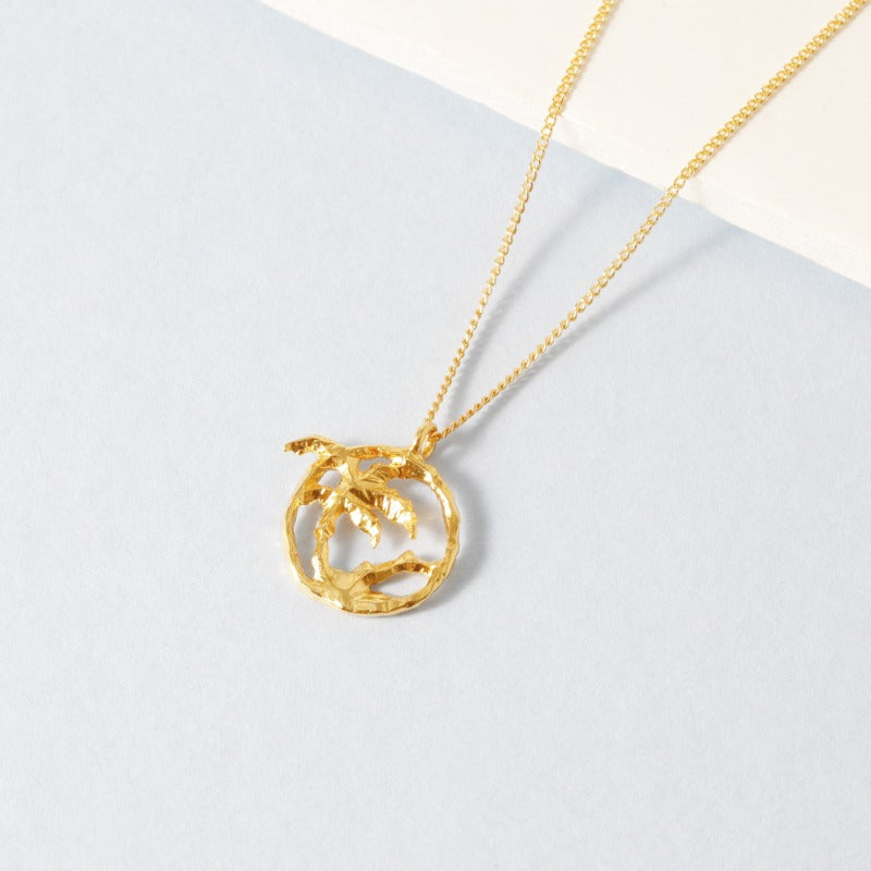 Palm Horizon Pendant Necklace - 18K Gold Dipped, White Gold Dipped