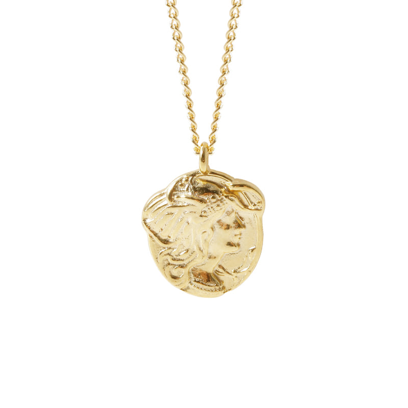 Textured Coin Necklace - 18K Gold Dipped, White Gold Dipped