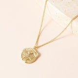 Textured Coin Necklace - 18K Gold Dipped, White Gold Dipped