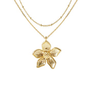 Blossom Bloom Double Chain Pendant Necklace - 18K Gold Dipped, White Gold Dipped