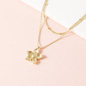 Blossom Bloom Double Chain Pendant Necklace - 18K Gold Dipped, White Gold Dipped