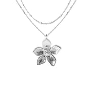 Blossom Bloom Double Chain Pendant Necklace - 18K Gold Dipped, White Gold Dipped