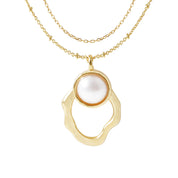 Pearl in Motion Necklace - 18K Gold Dipped, White Gold Dipped