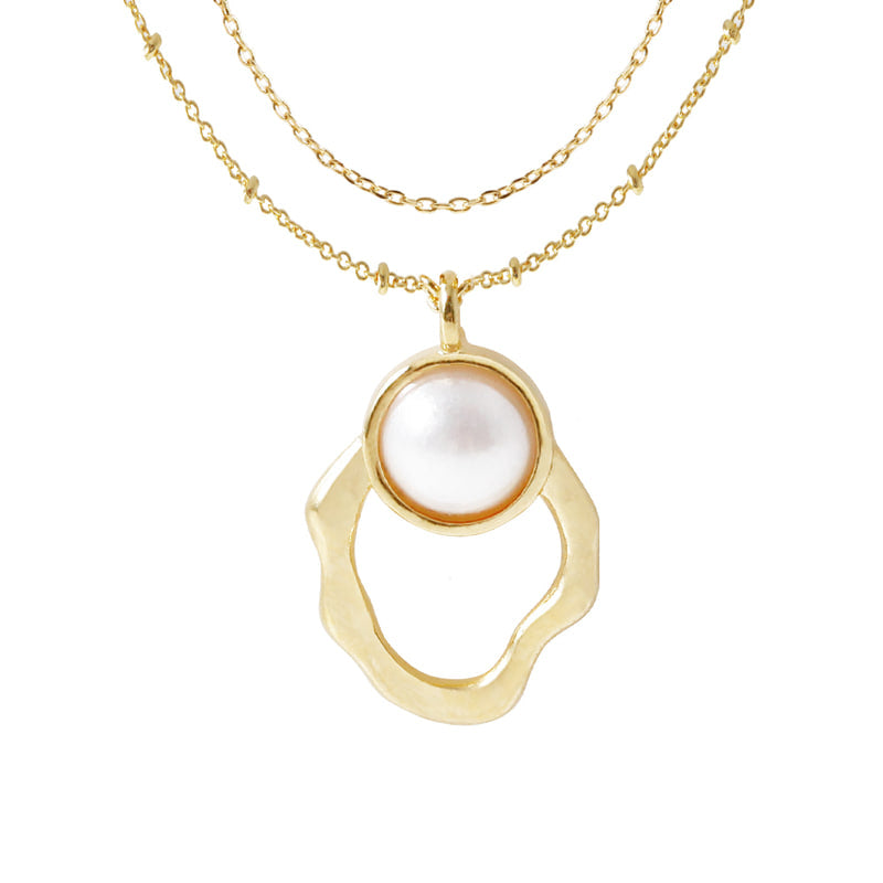 Pearl in Motion Necklace - 18K Gold Dipped, White Gold Dipped