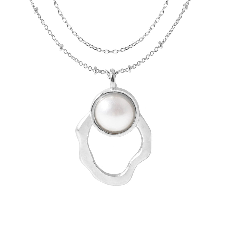 Pearl in Motion Necklace - 18K Gold Dipped, White Gold Dipped