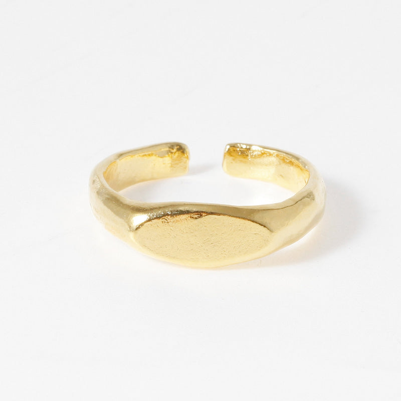 Molten Glow Band Signet Ring - 18K Gold Dipped, White Gold Dipped
