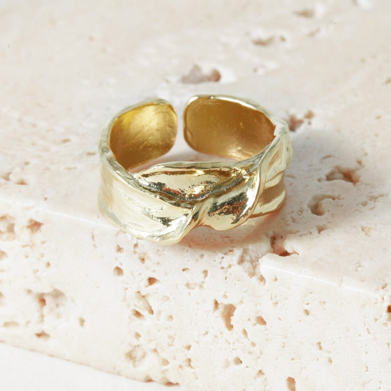 Golden Wave Ring - 18K Gold Dipped, White Gold Dipped