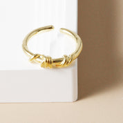 Knotted Adjustable Open Ring - 18K gold Dipped, White Gold Dipped