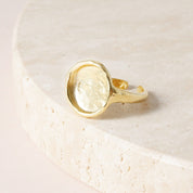 Moon Medallion Statement Signet Ring - 18K Gold Dipped, White Gold Dipped